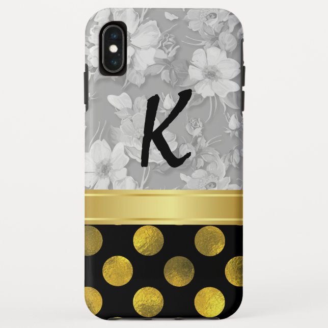 Capa Para iPhone, Case-Mate Padrão Bolinhas Flor com Monograma (Verso)