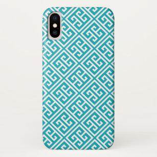 Capa Para iPhone XS Padrão chave grego Turquoise