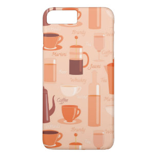 Capa iPhone 8 Plus/7 Plus Padrão com bebidas e texto