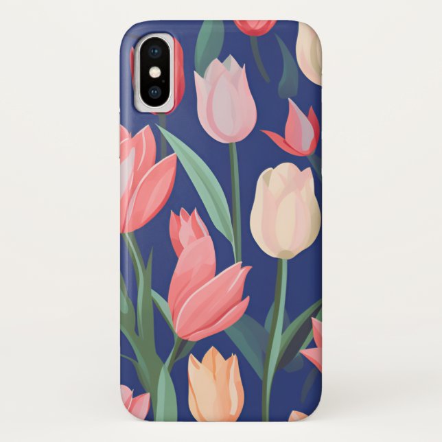 Capa Para iPhone, Case-Mate Padrão das tulipas. (Verso)