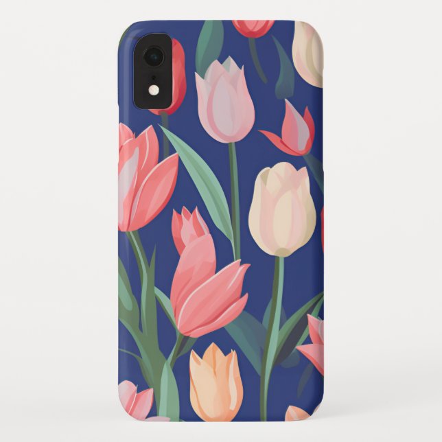 Capa Para iPhone, Case-Mate Padrão das tulipas. (Verso)