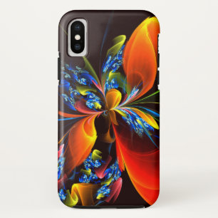 Capa Para iPhone Da Case-Mate Padrão de Abstrato de Arte Floral Azul Laranja Mod