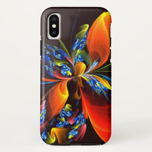 Capa Para iPhone Da Case-Mate Padrão de Abstrato de Arte Floral Azul Laranja Mod