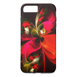 Capa iPhone 8 Plus/7 Plus Padrão de Abstrato de Arte Vermelha Verde Floral M