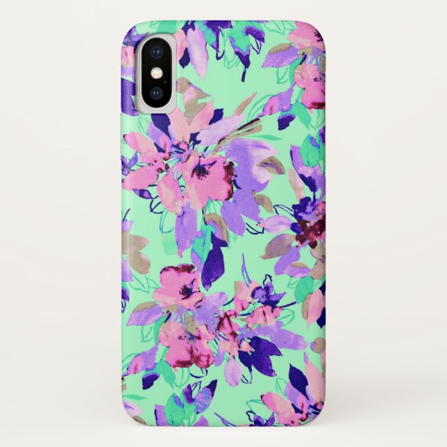 Capa Para iPhone, Case-Mate Padrão de aquarela floreal, cor-de-rosa púrpura, (Verso)