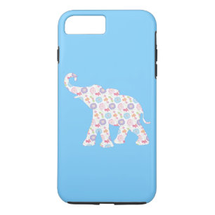 Capa iPhone 8 Plus/7 Plus Padrão de Arte de Elefante Feliz Único