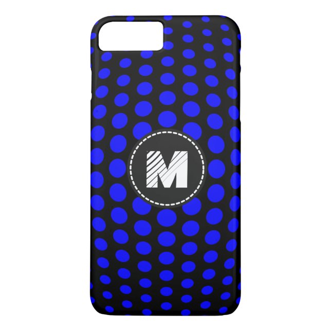 Capa Para iPhone, Case-Mate Padrão de Bolinhas Azul Monograma (Verso)