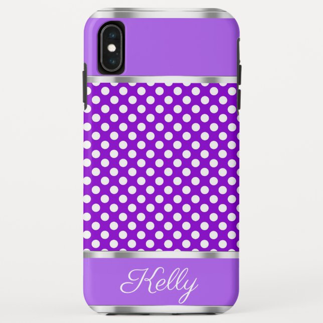 Capa Para iPhone, Case-Mate Padrão de Bolinhas branca púrpura iPhone XS Maiúsc (Verso)