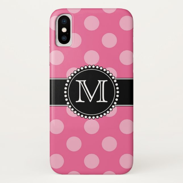 Capa Para iPhone, Case-Mate Padrão de Bolinhas rosa monograma (Verso)