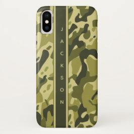 Capa Para iPhone Da Case-Mate Padrão de camuflagem militar verde com nome