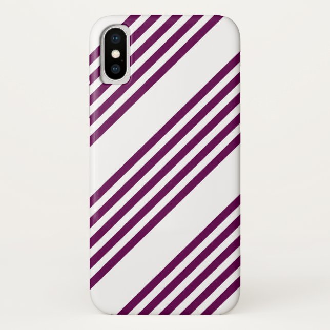 Capa Para iPhone, Case-Mate Padrão de cinco faixas de ameixa e branca (Verso)