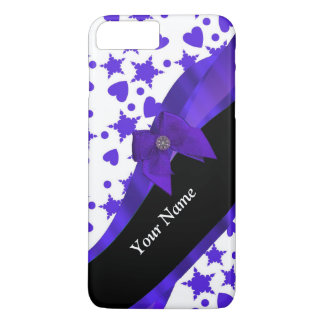 Capa iPhone 8 Plus/7 Plus Padrão de cinza bonito azul escuro personalizado