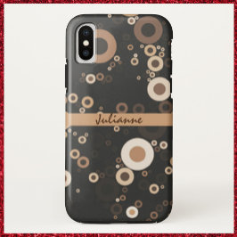Capa Para iPhone Da Case-Mate Padrão de Círculo Retroativo Castanho e bege