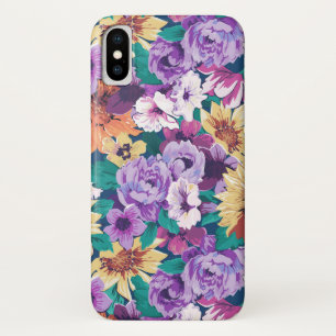 Capa Para iPhone Da Case-Mate Padrão de colagem de flores roxas e amarelas de ve