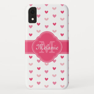 Capa Para iPhone Da Case-Mate Padrão de Coração Cor-de-Rosa e Branco com Monogra