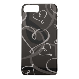 Capa iPhone 8 Plus/7 Plus Padrão de coração preto e branco