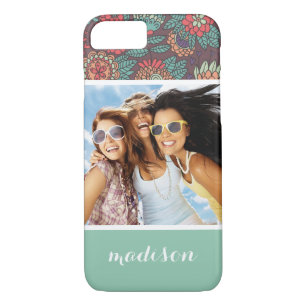 Capa Para iPhone Da Case-Mate Padrão de desenho floral de Foto e Nome personaliz