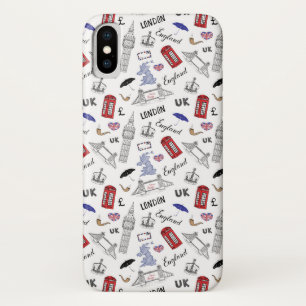 Capa Para iPhone X Padrão de Doodles de Londres