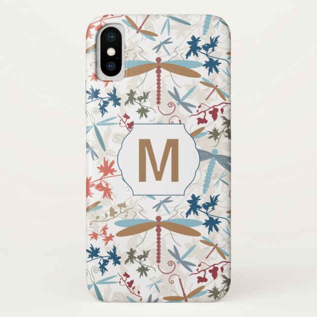 Capa Para iPhone, Case-Mate Padrão de Dragonfly monograma (Verso)