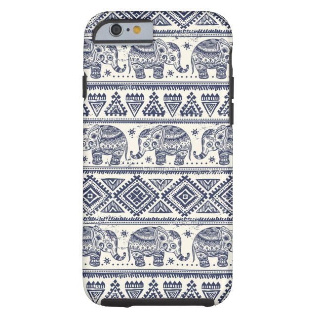 Capa Para iPhone, Case-Mate Padrão de Elefante Étnico Azul (Verso)