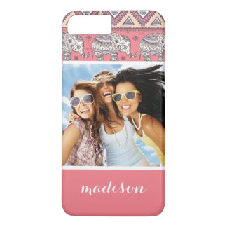 Capa Para iPhone Da Case-Mate Padrão de Elephant Étnico Pink de Foto e Nome Pers