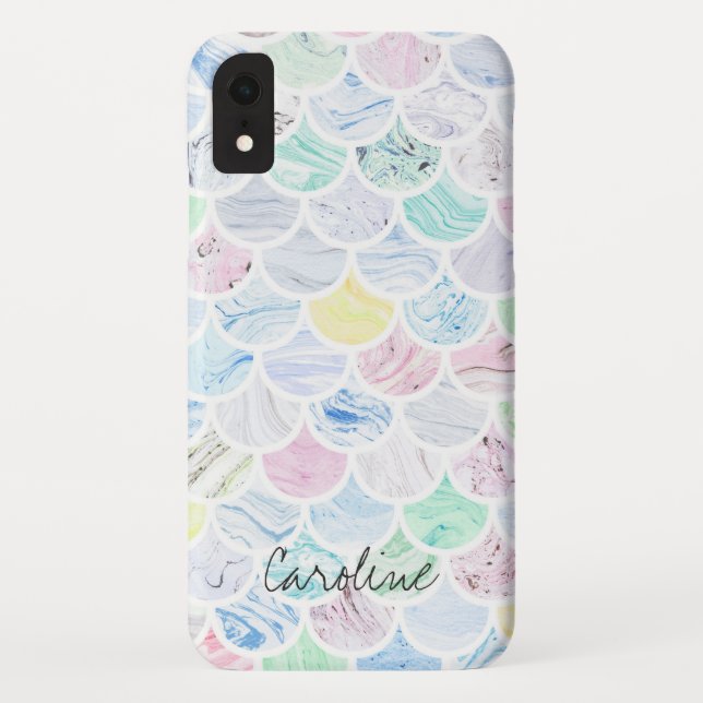 Capa Para iPhone, Case-Mate Padrão de Escala de Scallop do Azulejo Marble Rain (Verso)