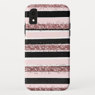 Capa Para iPhone Da Case-Mate Padrão de Faixa Brilhante Negra Cor-de-Rosa Dourad