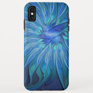Capa Para iPhone Da Case-Mate Padrão de Fantasia de Flor Azul, Arte Fractal Abst
