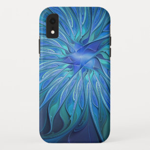Capa Para iPhone Da Case-Mate Padrão de fantasia de flores azuis, arte frontal A