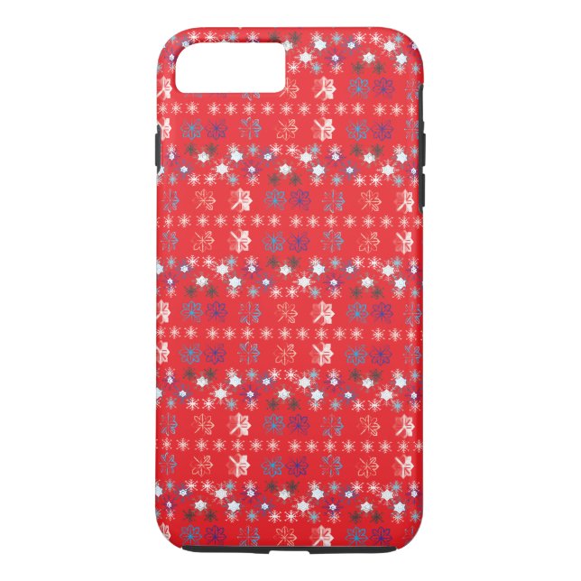 Capa Para iPhone, Case-Mate Padrão de floco de neve de Natal Vermelho Moderno (Verso)