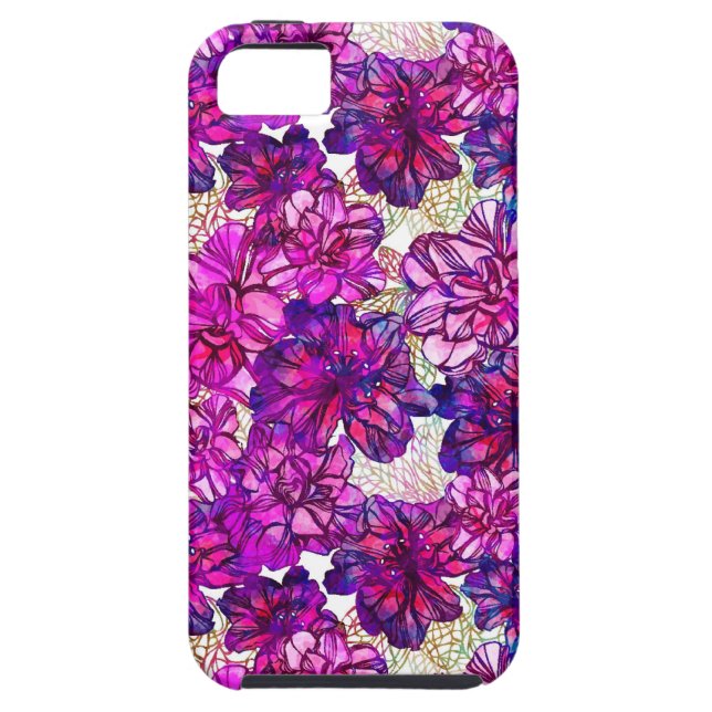 Capa Para iPhone, Case-Mate Padrão De Flores De Abstrato Rosa E Roxo (Traseira)