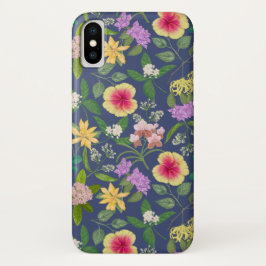 Capa Para iPhone X Padrão de flores tropicais coloridas pintadas à mã