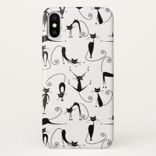 Capa Para iPhone Da Case-Mate Padrão de Gato Preto Esbranquiçado Whimsical