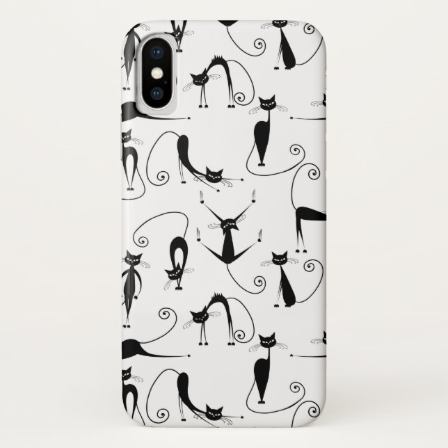 Capa Para iPhone, Case-Mate Padrão de Gato Preto Magro e Caprichoso (Verso)