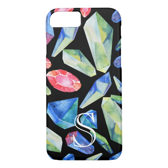 Capa Para iPhone, Case-Mate Padrão de Gems Monograma Personalizado (Verso)