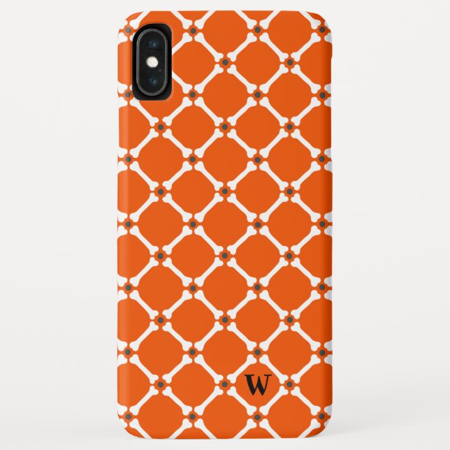 Capa Para iPhone, Case-Mate Padrão de Halloween dos Ossos do Monograma (Verso)