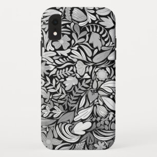 Capa Para iPhone Da Case-Mate Padrão de Ilustração de Folhas Pretas Prateadas