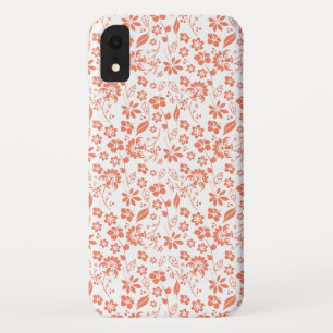 Capa Para iPhone Da Case-Mate Padrão de Jardim Floral Tropical de Pêssego Coral 