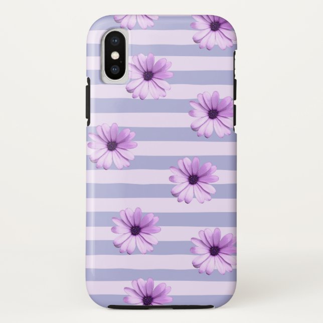 Capa Para iPhone, Case-Mate Padrão de listras pastel com Margaridas (Verso)