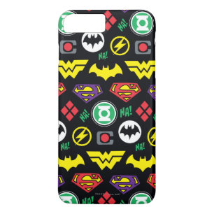 Capa iPhone 8 Plus/7 Plus Padrão de logotipo da Liga da Justiça de Chibi