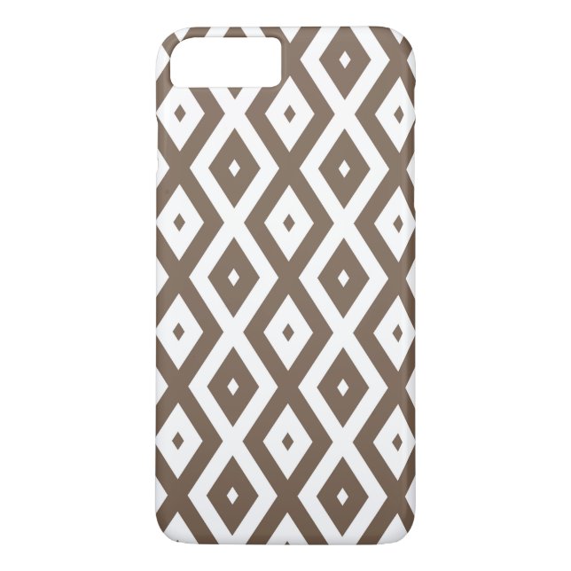 Capa Para iPhone, Case-Mate Padrão de losango branco e castanho de taupe (Verso)