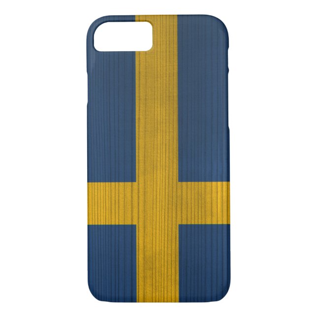 Capa Para iPhone, Case-Mate Padrão de madeira com bandeira de Suecia gravada (Verso)