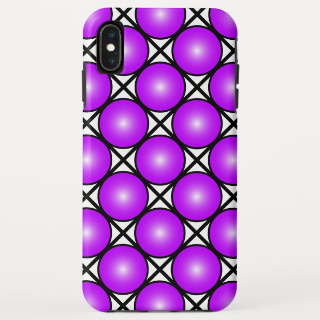 Capa Para iPhone, Case-Mate Padrão de Malha Preto Branco Pontos Rosa Magenta (Verso)