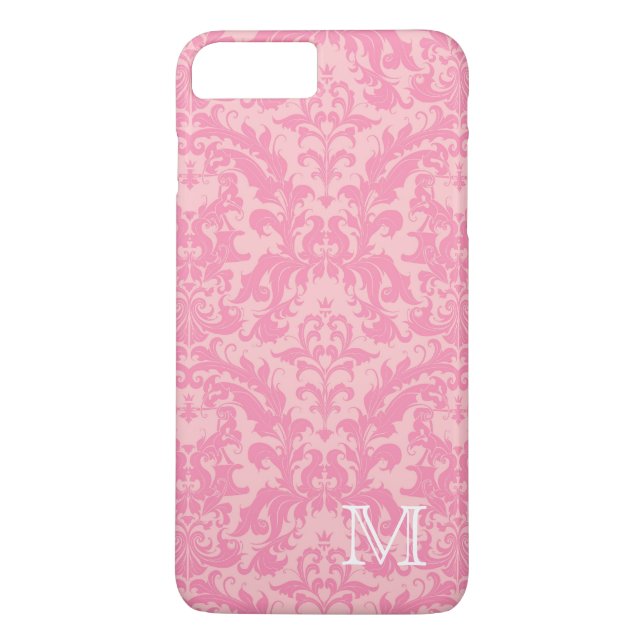 Capa Para iPhone, Case-Mate Padrão de Monograma do Damasco Rosa Elegante (Verso)