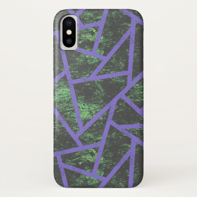 Capa Para iPhone, Case-Mate Padrão de mosaico violeta e verde (Verso)