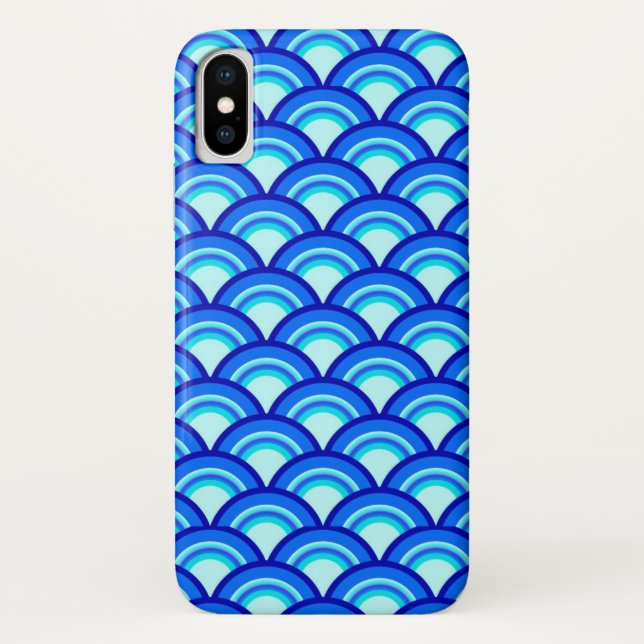 Capa Para iPhone, Case-Mate Padrão de onda Art Deco - cobalto e azul-céu (Verso)