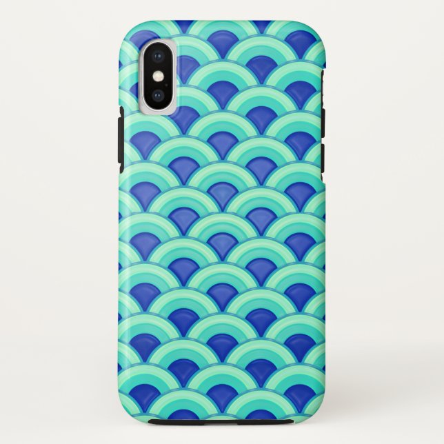 Capa Para iPhone, Case-Mate Padrão de onda Art Deco - turquesa e cobalto (Verso)