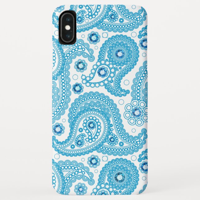 Capa Para iPhone, Case-Mate Padrão De Paisley Azul Claro Com Ouros (Verso)