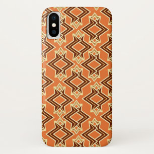 Capa Para iPhone X Padrão de Papel de Parede Art Deco, Terracotta / 