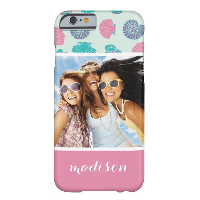 Capa Para iPhone, Case-Mate Padrão de Pastel Seashell | Sua Foto e Nome (Verso)